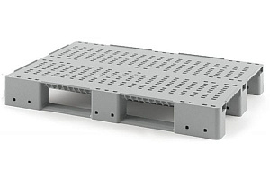 Стеллажный перфорированный поддон на 3-х полозьях усиленный двумя трубами 1200x800x150 Стеллажный перфорированный поддон на 3-х полозьях усиленный двумя трубами 1200x800x150